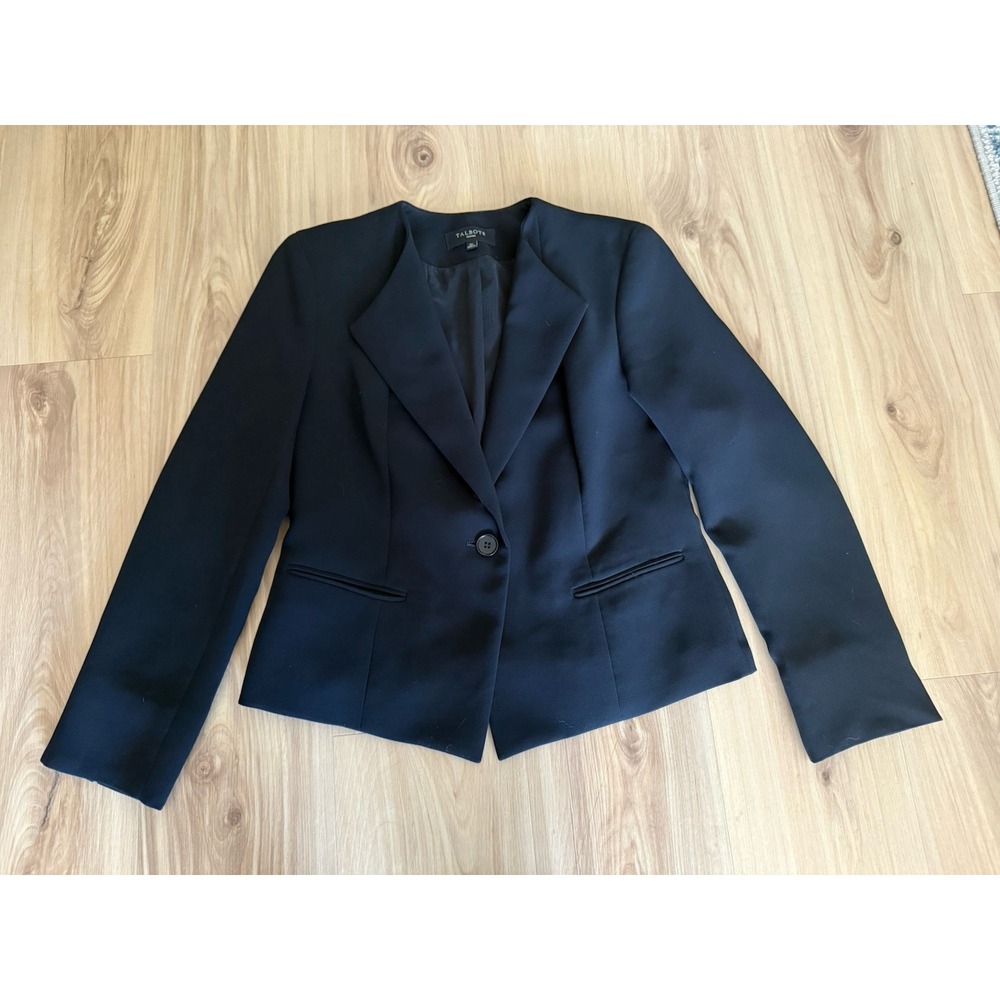 Talbots Petite 6p Women's Black‎ Blazer One Button Jacket